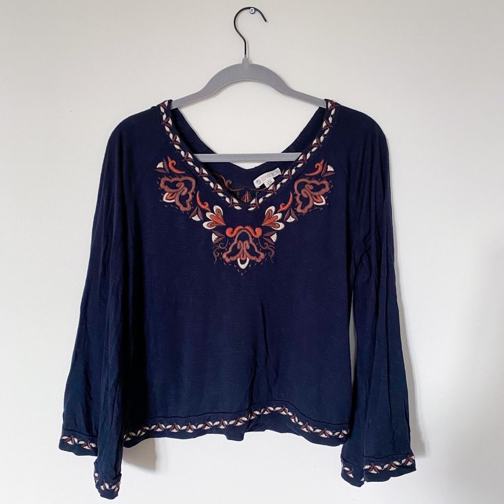 Bell Sleeve Embroidered Top